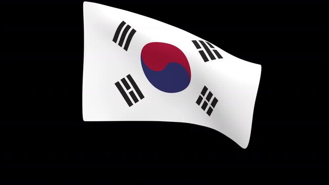 Flag of South Korea &ndash; 3d render looped with alpha channel.