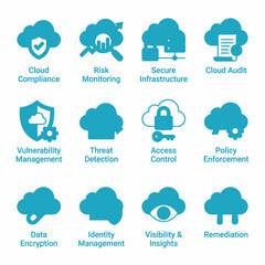 Fototapeta premium Cloud Security Icons for Cyber Attack Prevention and Data Protection