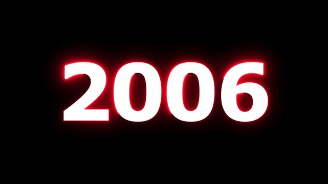 2006 number neon text animation. Neon beautiful red color number background 4k video.