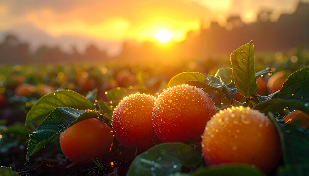 Golden sunlight on fresh oranges