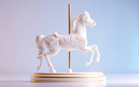 Elegant White Horse Figure on a Standalone Display Base for Decorative Themes