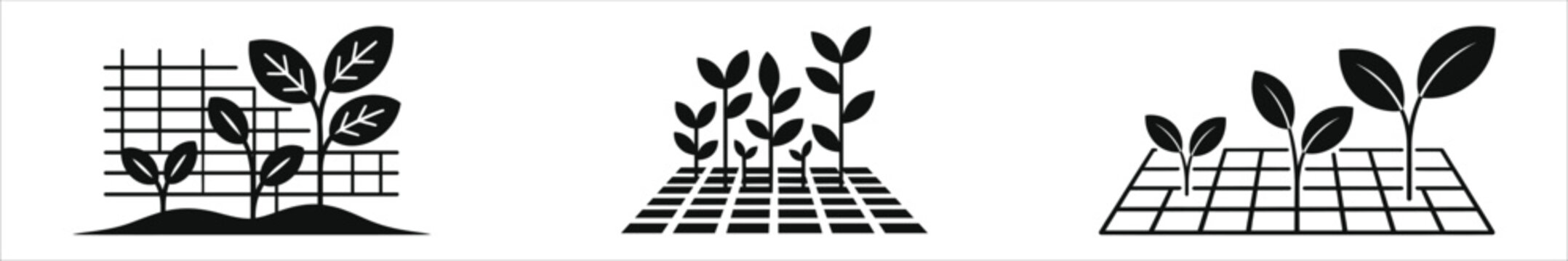 Sustainable Business Growth Concept with Spreadsheet Turning into Plants Vector Silhouette Set, Green Data Analytics, Eco-Friendly Financial Progress, Environmentally Conscious Investment Icons