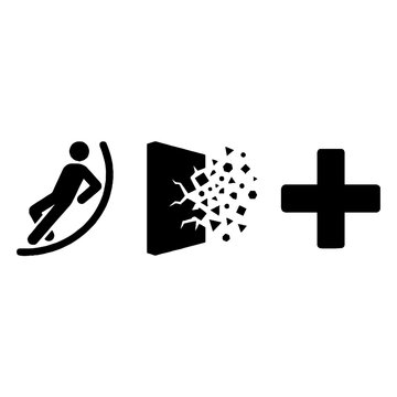 Skiing Plus Sign Icon Graphic.