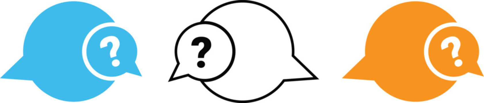 Colorful speech bubbles with question marks in white background for communication and query concept  business and social media symbol