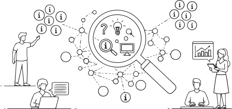 Search Information Services and Business Data Analysis Vector Concept