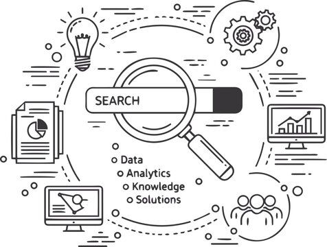 Business Search Data Analytics and Knowledge Solutions Vector Concept