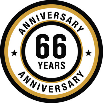 66th Anniversary Badge Vector Design with Gold and Black Circular Emblem for Celebration Events
