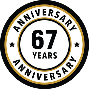 67th Anniversary Badge Vector Design &ndash; Elegant Black and Gold Celebration Emblem for Milestone Events