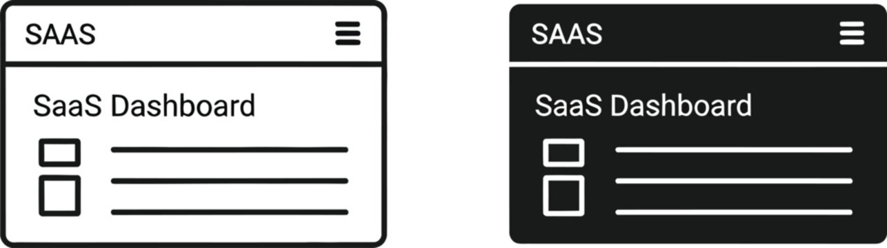 Saas dashboard interface with menu options on screen Vector
