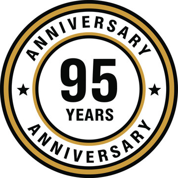 Elegant 95th Anniversary Badge Vector with Gold and Black Circular Design for Milestone Celebrations