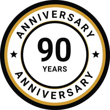 Elegant 90th Anniversary Badge with Gold Border for Milestone Celebration and Corporate Events