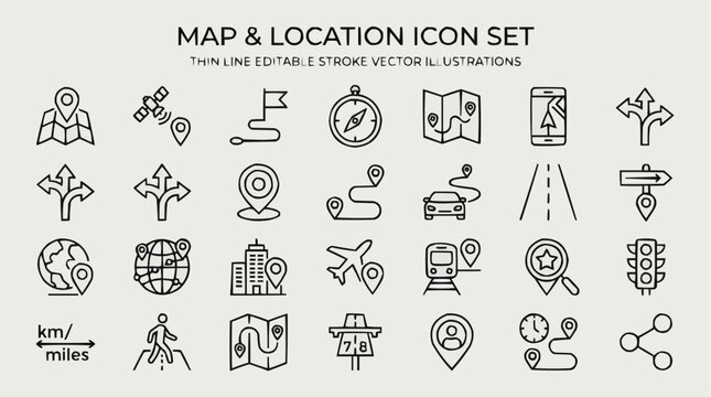 A large collection of 36 editable thin line vector icons for school supplies, classroom essentials, education, and learning concepts.