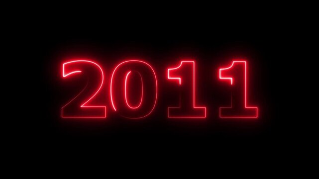 2011 number neon text animation. Neon beautiful red color number background 4k video.
