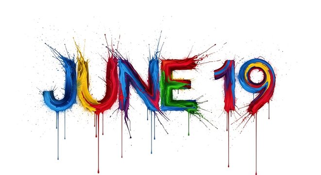 June 19 Colorful Paint Splash Typography Design