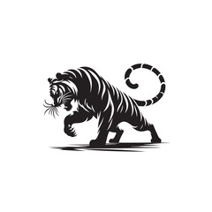 Obraz premium tiger silhouette, wildlife, jungle animal, powerful, majestic,, standing tiger, angry tiger, bravery,
