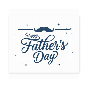 Minimalist Father's Day greeting card design with mustache icon and elegant cursive typography.