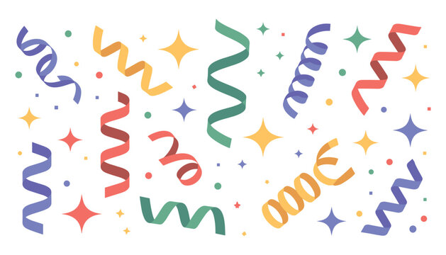 Festive confetti and streamers illustration for celebrations and party decorations