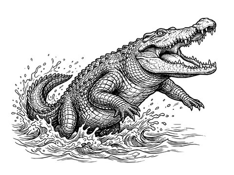 Crocodile Ambush Motion Engraving