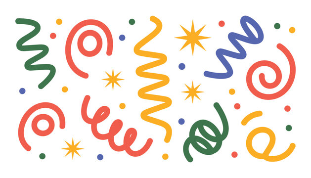 Colorful confetti and starbursts pattern festive celebration design element