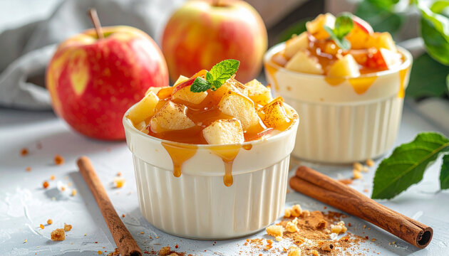 Sweet apple dessert with caramel