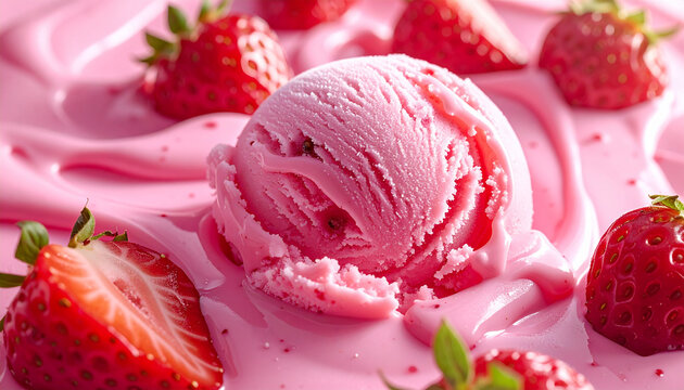 Sweet Strawberry Ice Cream Scoop