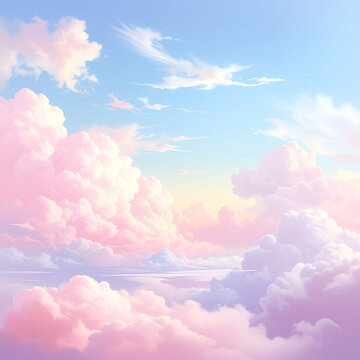 Ethereal pink clouds in sky