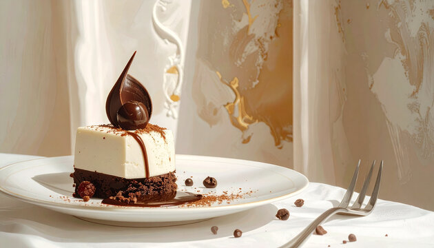 Gourmet chocolate mousse cake dessert
