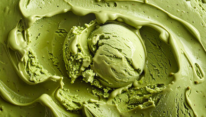 Obraz premium Vibrant green matcha ice cream
