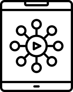 Video Network Line Icon, Streaming Network Icon, Video Connection Symbol