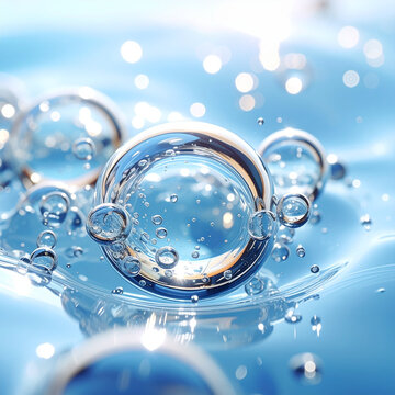 Refreshing clear blue water droplets