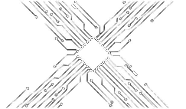 Dynamic digital circuit lines vector with diagonal electronic pattern futuristic motherboard technology design