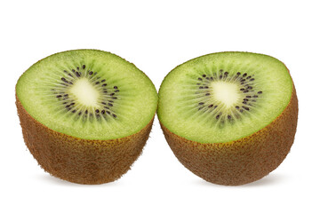 Fototapeta premium Fresh Kiwi Fruit Cut in Half Isolated on White Background