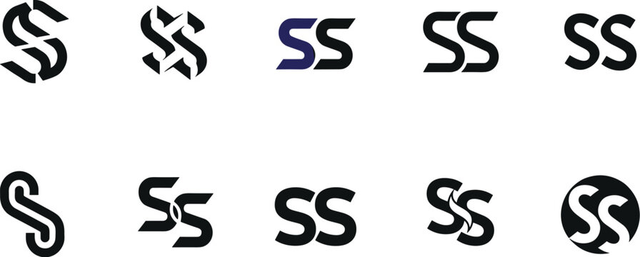 SS Letter Monogram Logo Set with Bold Modern Typography Variations for Brand and Business Identity Design