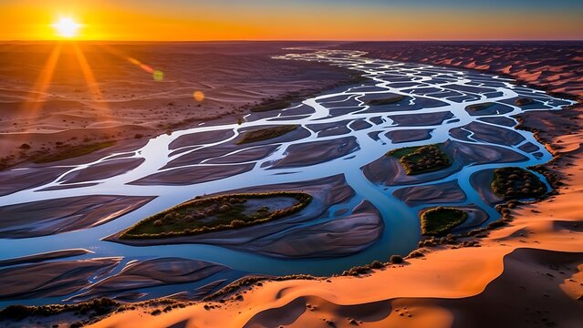 River delta at sunset