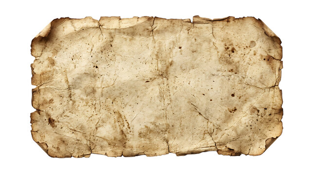 Antique parchment paper isolated on black aged texture for historical documents or fantasy maps