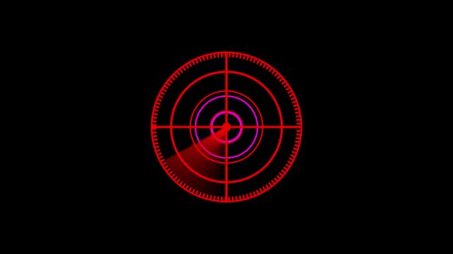 Futuristic Radar Scanner Display Neon Red Tech Interface