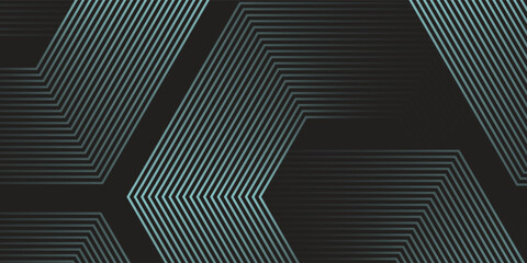 Dynamic turquoise neon hexagonal lines form a striking geometric pattern on a black background, evoking modern technology, futuristic design, and digital aesthetics © arina