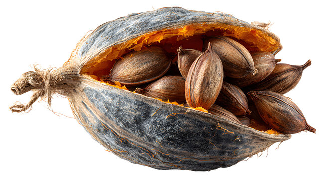 An isolated background with a transparent background shows the seed of a pumpkin.