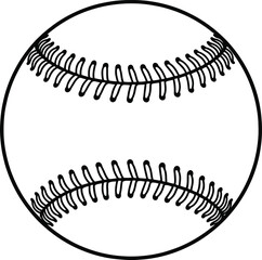 Black and white illustration of a baseball © masuda