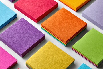 Fototapeta premium Vibrant Stacks of Colored Paper Blocks