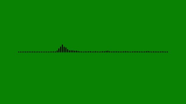 Music signal waveform animation, black audio spectrum pulse, clean frequency visualization motion, digital equalizer rhythm green screen background, seamless podcast graphics, overlay effect 4k.