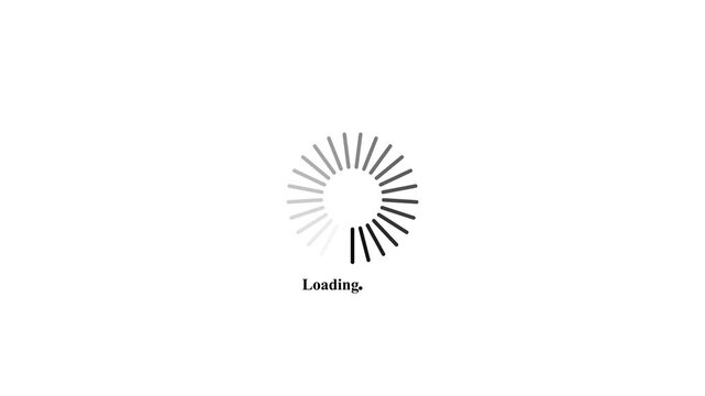 Loading black circle icon animation on white background. Pending loading screen on white background representing data processing or waiting