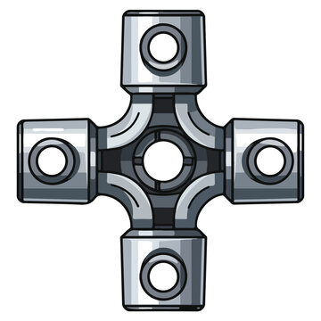 Universal Joint Spider Automotive Driveshaft Part Cartoon Vector Illustration