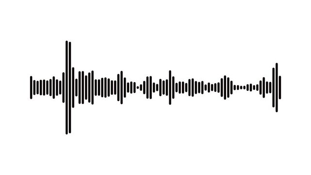 Modern audio waveform pulse animation, black sound equalizer display, clean frequency spectrum motion, digital music visualization effect, white background, overlay graphics 4k loop.