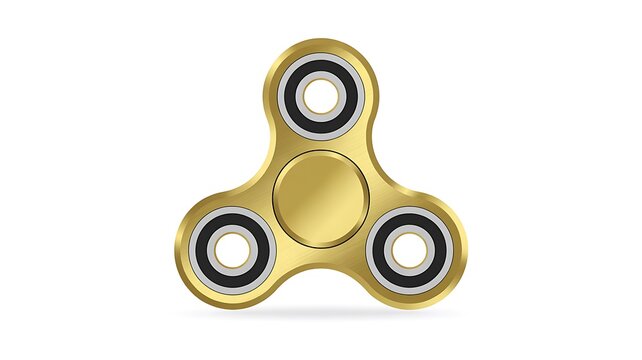Gold fidget spinner, metallic toy, stress reliever, anxiety spinner