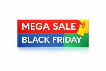 Obraz premium Mega sale black friday colorful banner with shopping icon