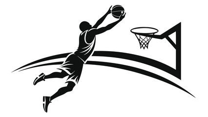 Basketball player in air with ball for a slam dunk shot vector icon, professional athlete in action © Sadhin07