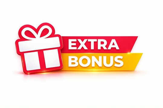 Bright gift box with extra bonus promotional banner