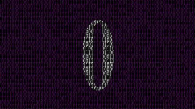  5 to 0 countdown  animation video on binary code background,  5 second remainder video  animation with binary code . technology ,code,internet,computer code 4k video  animation. 