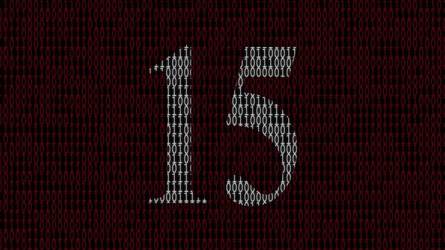 ,digital 25 second timer animation for tech projects,25 second timer  animation video in binary code background,technology countdown timer with glowing binary background